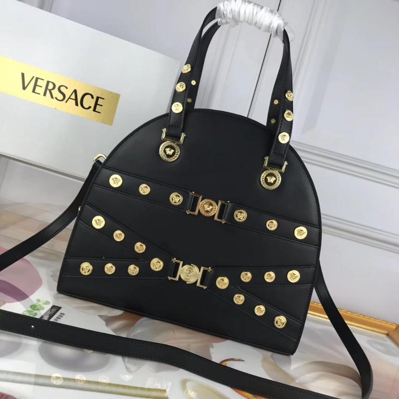 Versace Chain Handbags DBFG307 Bowling Bag Large Black